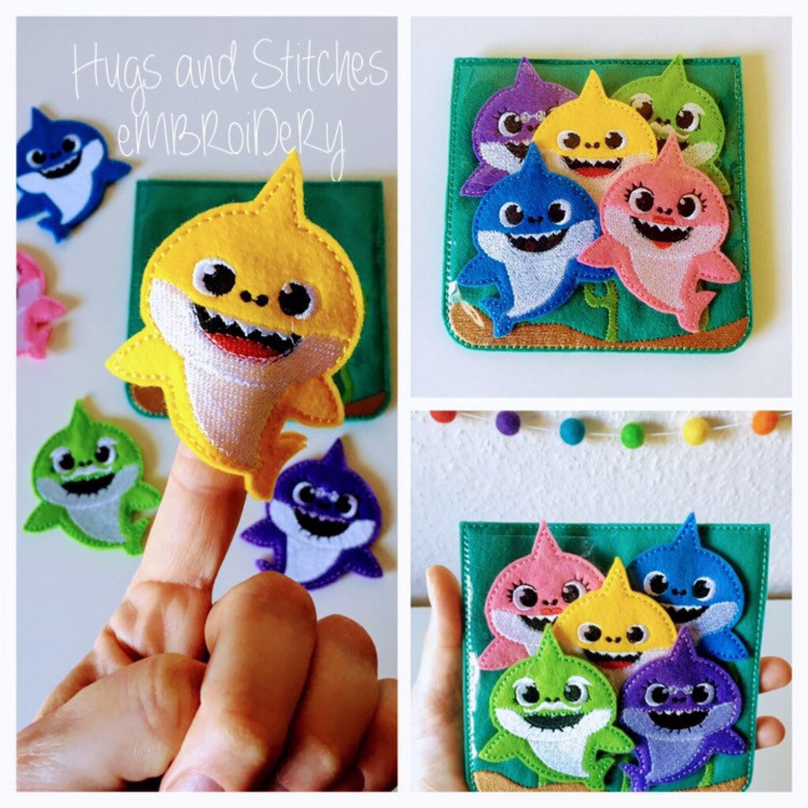 Shark Finger Puppet set Baby Shark Doo doo do do do do Etsy