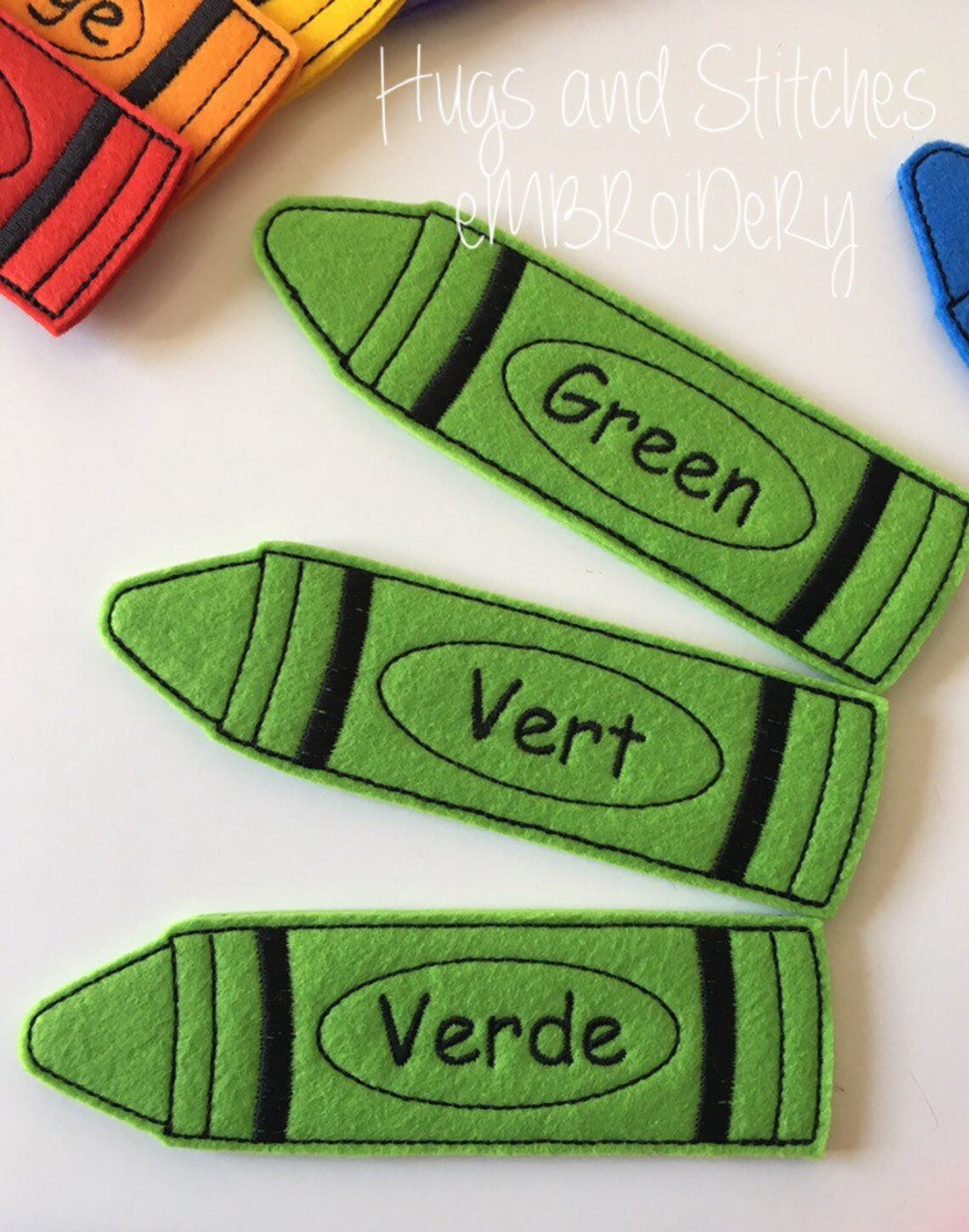 Jumbo Crayon Colours Finger Puppet Set Teaching Aid French Etsy UK