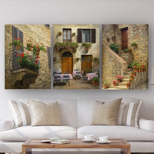 Tuscan Charm Wall Art PRINT SET (Unframed, Multiple Sizes) - Tuscany Gift - Italy - Red Flowers | Travel Photography by TheWorldExplored