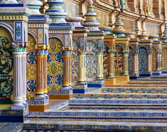 Spanish Tile Wall Art, Seville Spain, Province Alcoves, Plaza de España, Andalusia, Colorful | Travel Photography by TheWorldExplored