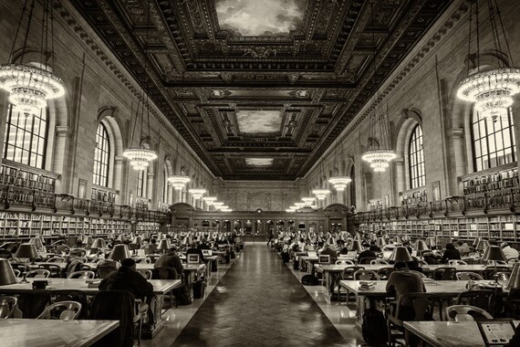 New York Public Library Manhattan New York City Wall Art Rose Main Reading Room Travel Photography Print Wall Art