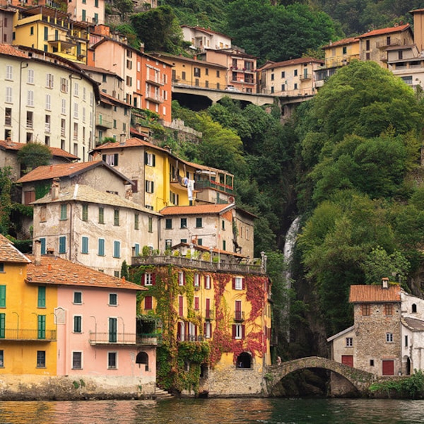 Lake Como Waterfall Wall Art PRINT - Nesso Italian Village - Lombardy, Italy Gift | Travel Photography by TheWorldExplored