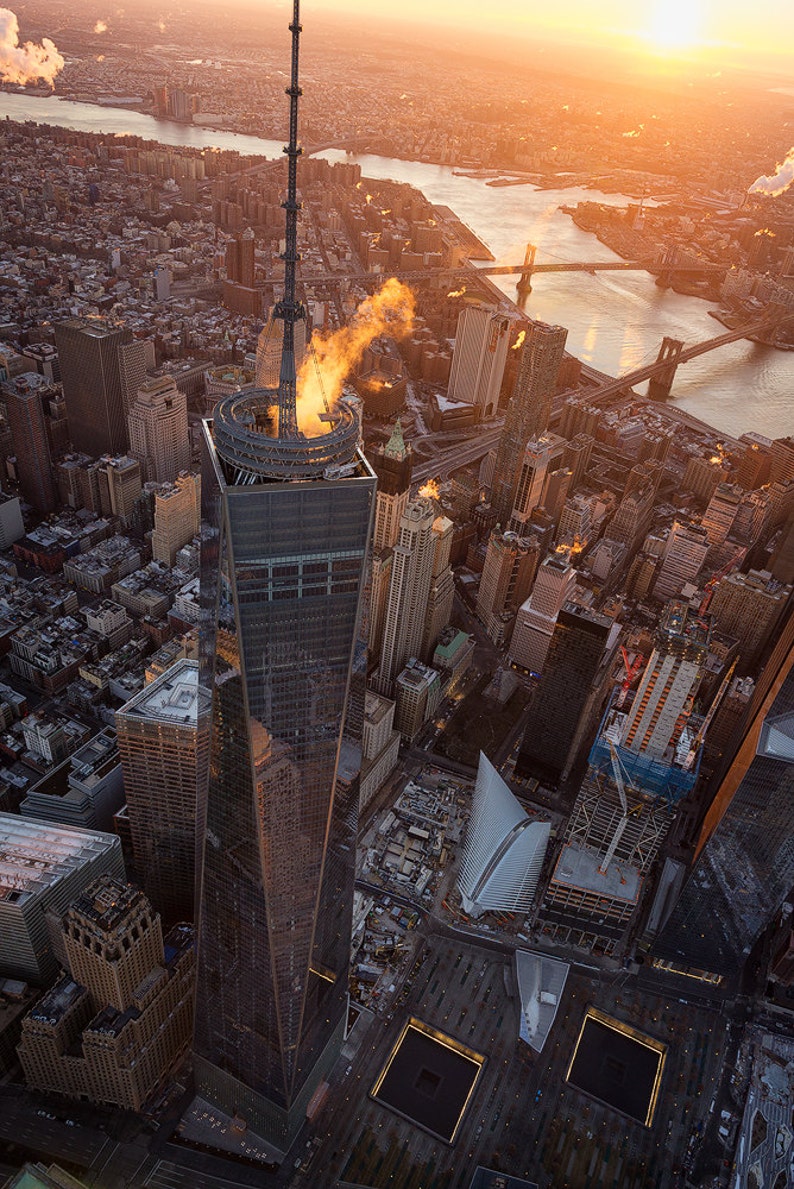 One World Trade Center New York City Print Aerial Etsy