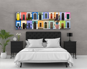 Doors of Old San Juan Wall Art PANORAMIC CANVAS (Ready to Hang, Multiple Sizes) - Puerto Rico Gift | Travel Photography by TheWorldExplored