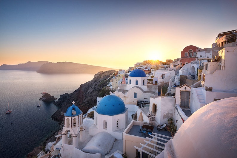Santorini Sunset Wall Art PRINT - Oia, Santorini Home Decor - Gr Santorini Sunset Wall Art PRINT - Oia, Santorini Home Decor - Gr