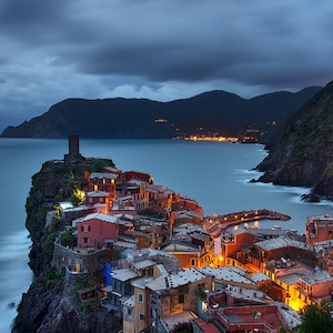 Vernazza Twilight Print, Cinque Terre Wall Art, Liguria, Italy, Mediterranean Sea, Fishing Village | Travel Photography by TheWorldExplored
