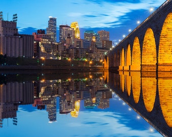 Reflected Times Wall Art PRINT - Stone Arch Bridge - Minneapolis, Minnesota - Mississippi River | Travel Photography by TheWorldExplored