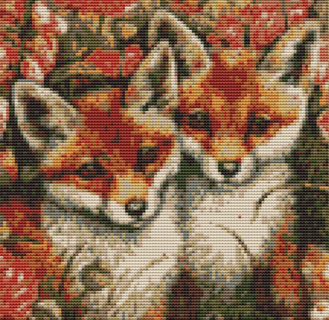 CROSS STITCH KIT Fox Cubs 21cm X 20 Cm Chart Only or Full Kit Etsy UK