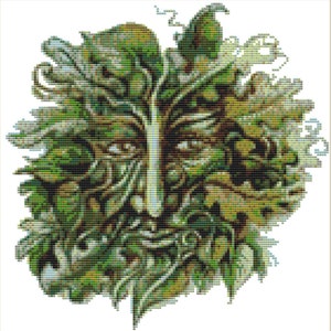 CROSS STITCH PDF-Green man finished size 24m x 25cm Dmc and anchor thread