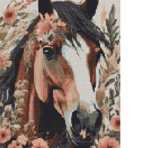 CROSS STITCH KIT - Floral Horse 19cm x 25cm 14 count