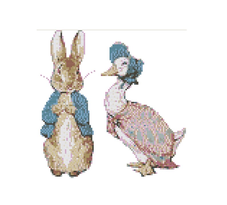 CROSS STITCH KIT Peter Rabbit & Jemima Puddleduck 18cm X Etsy