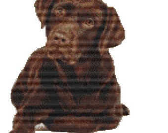 CROSS STITCH KIT- Brown Labrador 20cm x 25 cm Full Kit