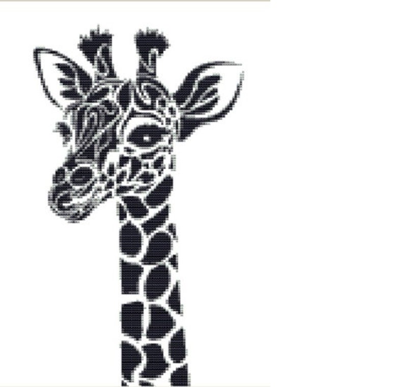Cross Stitch Kit Blackwork Giraffe 14 COUNT 15CM X 26 CM Etsy UK