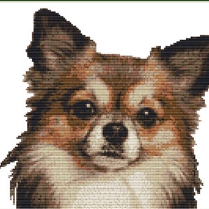 CROSS STITCH KIT- Chihuahua long haired 2cm x 23 cm full kit