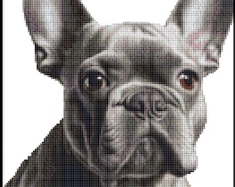 CROSS STITCH KIT - French Bulldog 23cm x 24cm 14 count Complete Kit