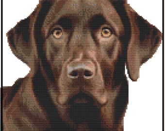 CROSS STITCH KIT -  Brown Labrador 24cm x 22cm 14 count Complete Kit