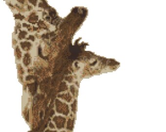 CROSS STITCH KIT - Giraffes 15cm x 26 cm 14 count Complete kit