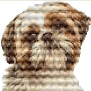 CROSS STITCH KIT- Shih Tzu  14cm x 14 cm 14 count