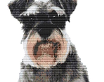 Cross Stitch Kit- Schnauzer 22cm x 24cm 14 count Full Kit or Chart only