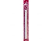 LUXITE SIZE L Crochet Hook. Susan Bates Luxite white plastic crochet hook is ergonomic to reduce stress. size L11. Inline head. 12406L11