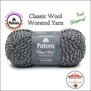 DARK GRAY MARL - Patons Classic Wool Worsted Yarn Medium Weight (4). 100% wool yarn. 3.5oz | 194 yards (100g | 177m)