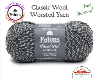 DARK GRAY MARL - Patons Classic Wool Worsted Yarn Medium Weight (4). 100% wool yarn. 3.5oz | 194 yards (100g | 177m)
