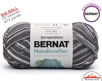 PEPPER VARG - 12oz | 573 yards! Bernat Handicrafter Big Ball 100% Cotton Yarn. Item 16203434050