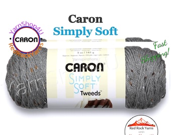 GRAY HEATHER (TWEED) - Caron Simply Soft Tweeds 5oz / 240yds (141g / 219m) 97% Acrylic yarn with 3 percent Viscose. Color #23002