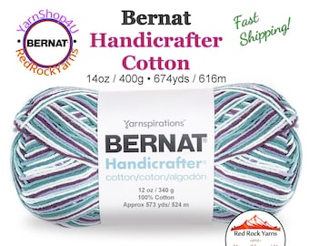 CROWN JEWELS - 12oz | 573 yards! Bernat Handicrafter Big Ball 100% Cotton Yarn. Item 16203434023