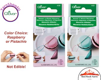 Clover Sweet'n Sharp Macaron. Magnetic Needle holder and sharpener. Available in Raspberry (#4130) and Pistachio (#4131)