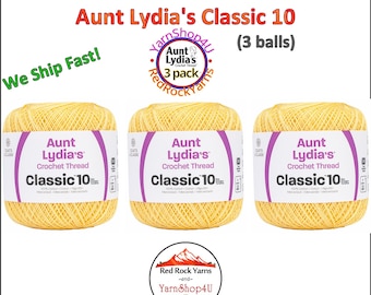 MAIZE 3 Pack! Aunt Lydia's Classic 10 Crochet Thread. 350yds Item #154-0423