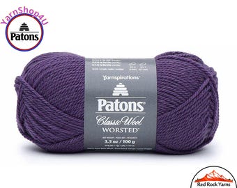 GRAY PLUM - Patons Classic Wool Worsted Yarn Medium Weight (4). 100% wool yarn. 3.5oz | 194 yards (100g | 177m)