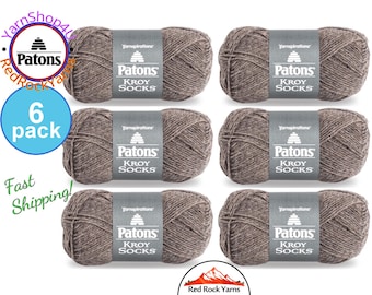 FLAX 6 Pack! Patons Kroy Socks Yarn is 1.75oz | 166yds Super Fine Weight (1) Sock Yarn. A Blend of 75/25% Wool/Nylon (50g | 152m)