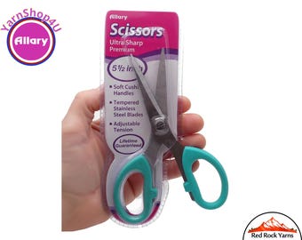 5.5" Allary Ultra Sharp Soft Cushion Scissors with teal colored handle