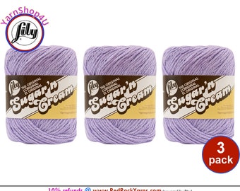 SOFT VIOLET 3 Pack! 2.5oz | 120yd The Original Lily Sugar N Cream 100% Cotton Yarn. 3 Skeins Bulk Buy!