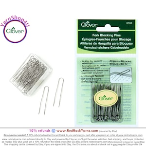40 Stainless Steel Fork Blocking Pins. U-shape Pins in a Reusable Clear  Acrylic Box. for Wet and Steam Blocking. Clover 3163 