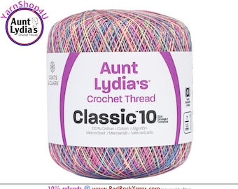 PASTELS VARIEGATED - Aunt Lydia's Classic 10 Crochet Thread. 300yds. Item #154-0465