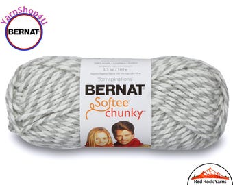 GRAY RAGG Bernat Softee Chunky Yarn Super Bulky Yarn. 3.5oz | 108yds | 100% Acrylic Yarn. Item 16112828047