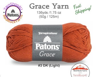 FIESTA Patons Grace yarn Light weight #3. 100% Mercerized Cotton, 1.75 oz | 136 yards (50 g | 125 m) Color #62628