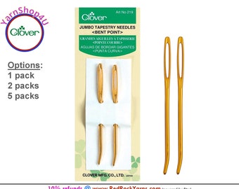 Clover Gold Jumbo Tapestry Bent Tip Needles for easy hooking of yarn and threads. 2.75" long. 2  per Pack. Get 1, 2 or 5 packs Clover #219