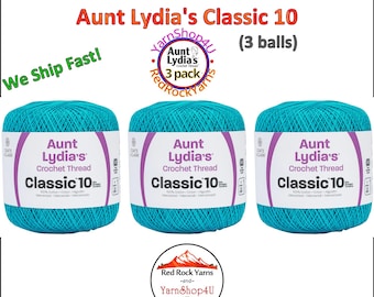 PARAKEET 3 pack! Aunt Lydia's Classic 10 Crochet Thread. 350yds. Item #154-0451