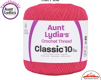 HOT PINK - Aunt Lydia's Classic 10 Crochet Thread. 350yds. Item #154-0332