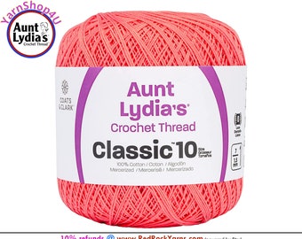 BRIGHT CORAL - Aunt Lydia's Classic 10 Crochet Thread. 350yds. Item #154-0672