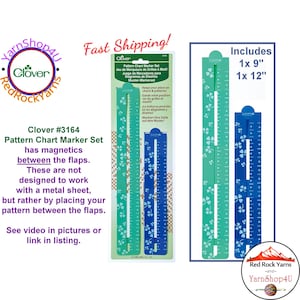 Knit & Crochet Pattern Chart Marker Set. Helps Keeps your place on charts and patterns. Clover #3164