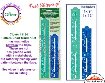 Knit & Crochet Pattern Chart Marker Set. Helps Keeps your place on charts and patterns. Clover #3164