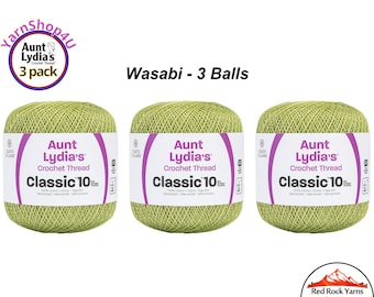 WASABI 3 pack! Aunt Lydia's Classic 10 Crochet Thread. 350yds. Item #154-0397