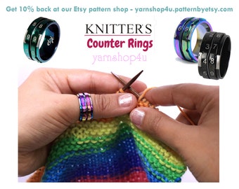 Knitter's Pride Row Counter Ring. Size 7, Size 8, Size 9, Size 10, 11, 12. Keep track of rows. Mindful, Black & Rainbow. Pick your size.