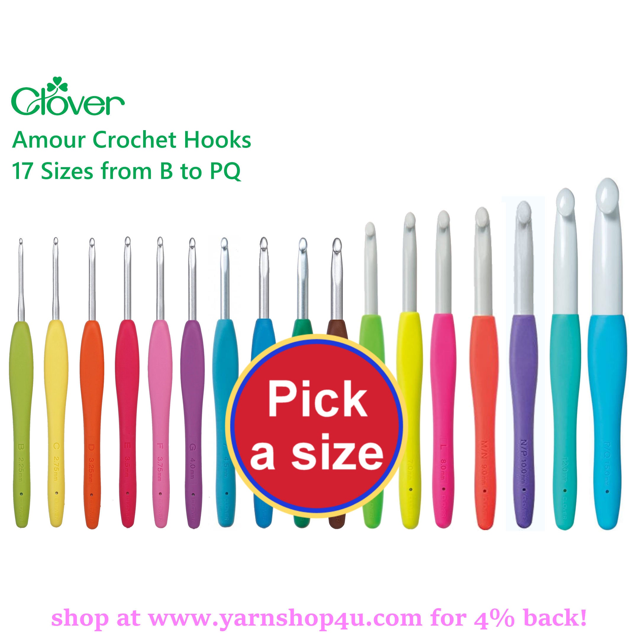 Clover Amour Crochet hooks Pick one size or add a bunch to your cart