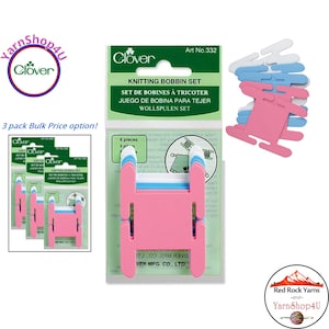 Clover Knitting Bobbin Set (6pc/pkg). For winding Yarn & Floss on bobbins to keep small quantities secure and prevent tangling. #332
