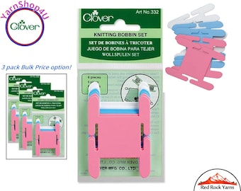 Clover Knitting Bobbin Set (6pc/pkg). For winding Yarn & Floss on bobbins to keep small quantities secure and prevent tangling. #332